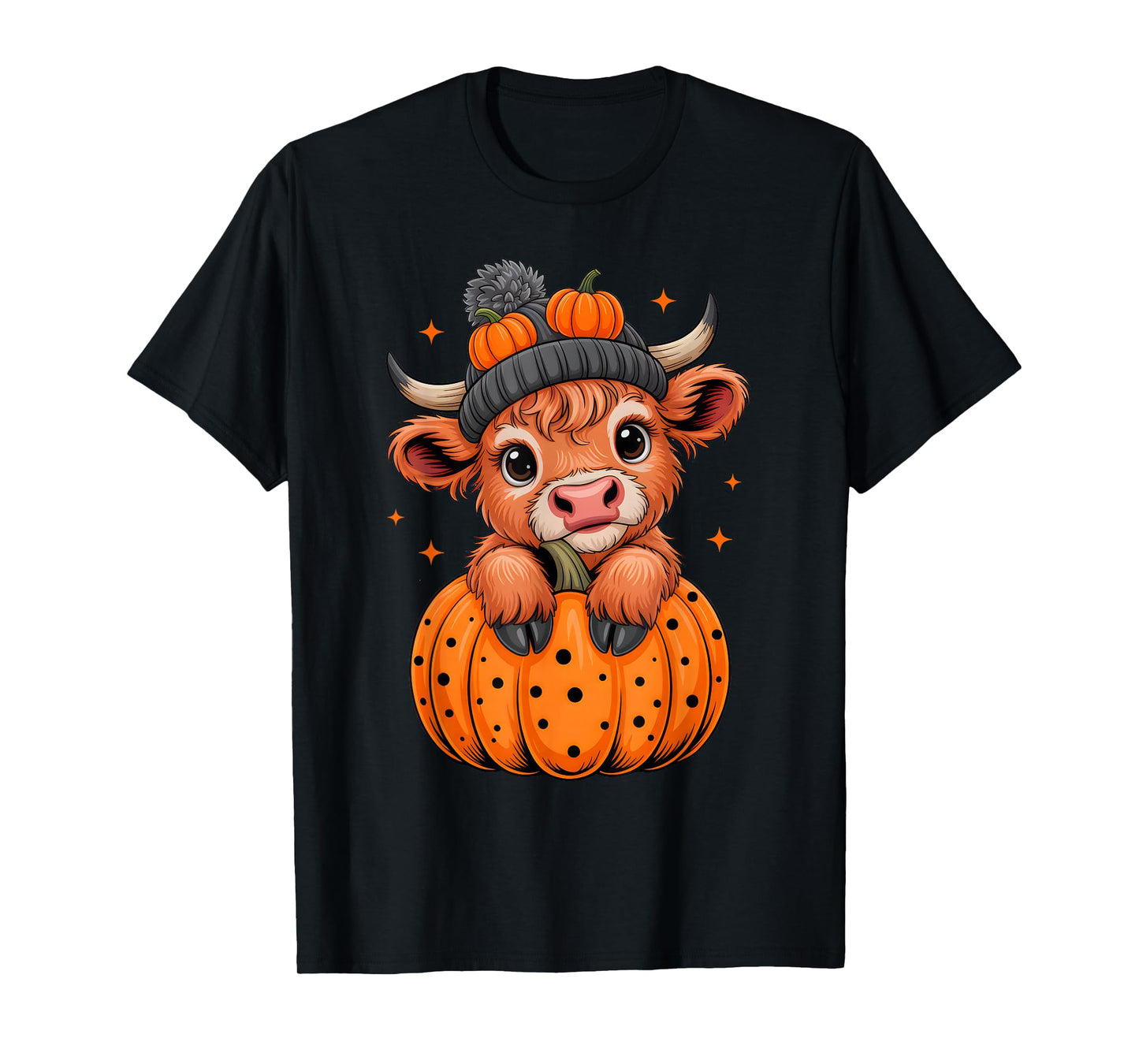 Highland Cow Pumpkin Autumn Halloween Costume Men Women Kids T-Shirt