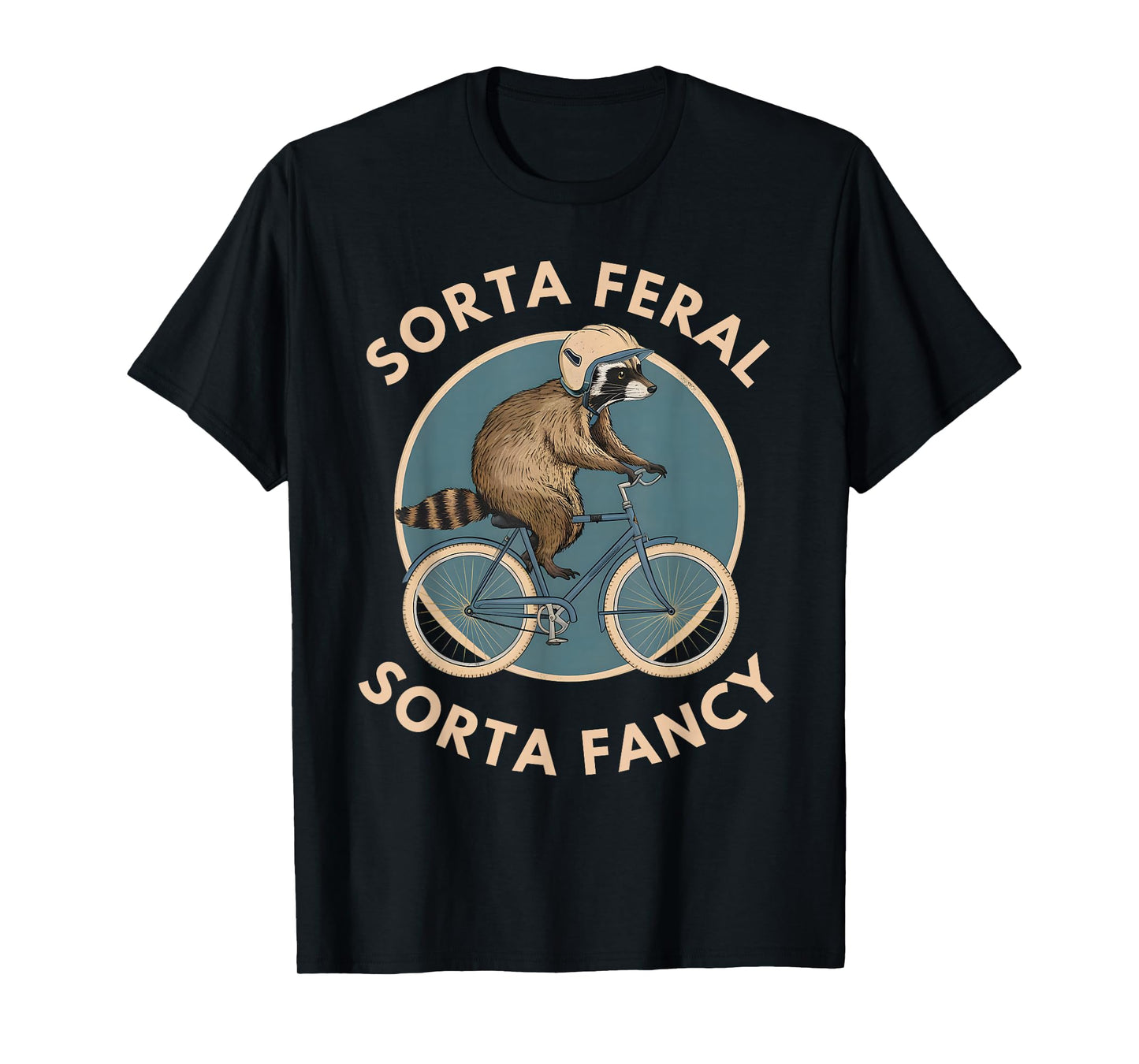 Raccoon Bicycle Riding Vintage Animal Funny Feral Cyclist T-Shirt
