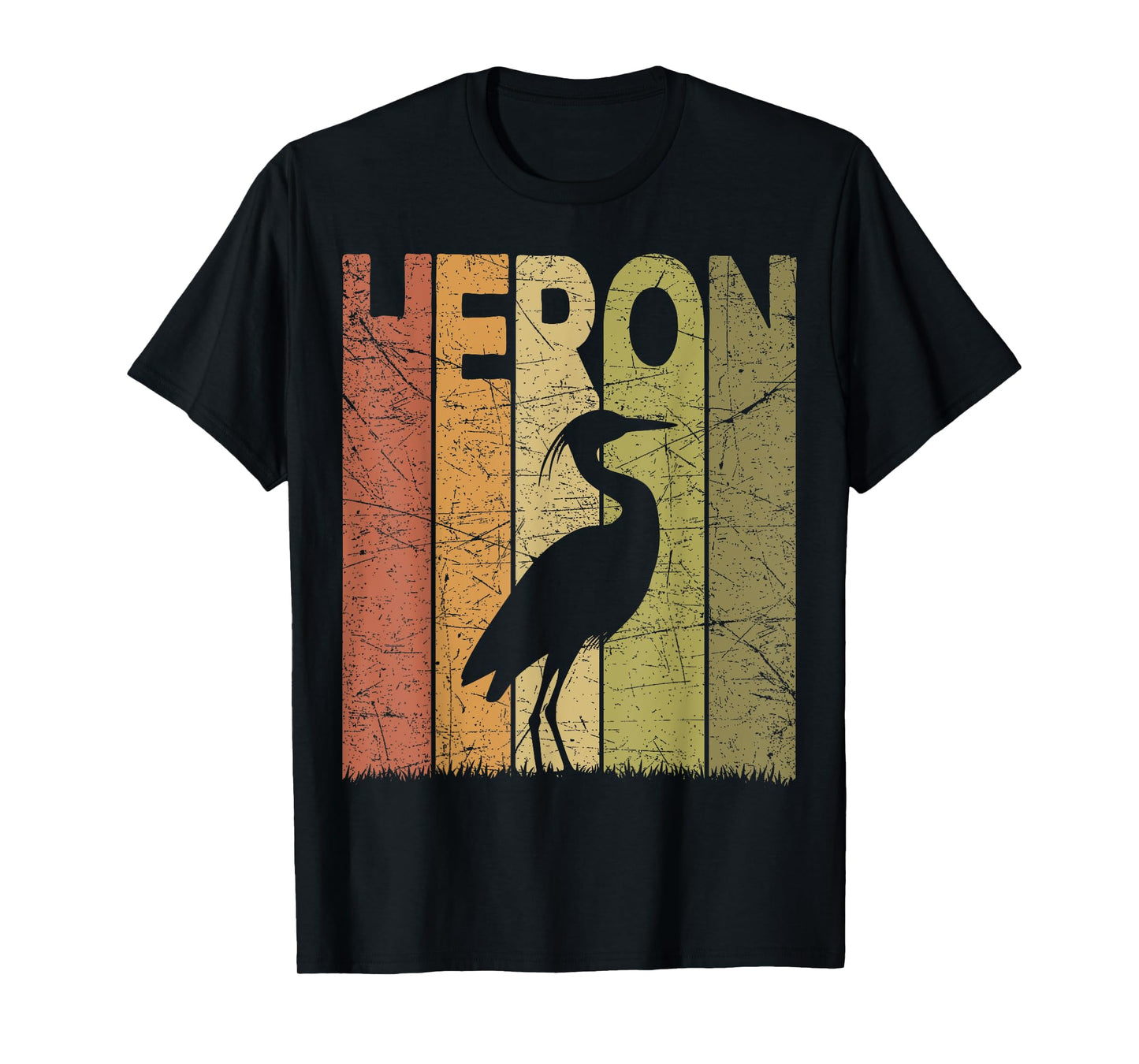 Heron Vintage Birdwatching Heron Retro Ornithology Birding T-Shirt