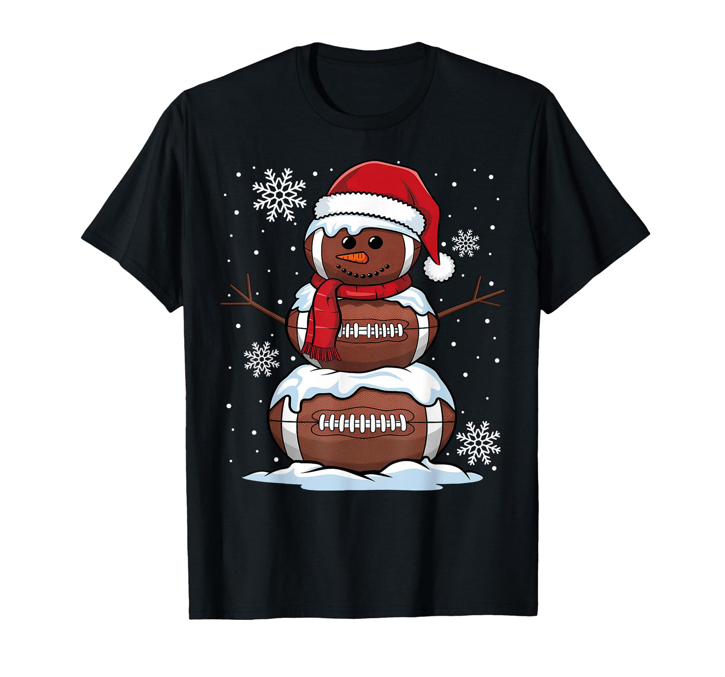 Merry Christmas Football Snowman Holiday Sports Xmas Pajamas T-Shirt