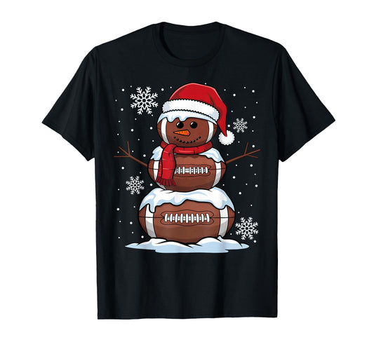 Merry Christmas Football Snowman Holiday Sports Xmas Pajamas T-Shirt