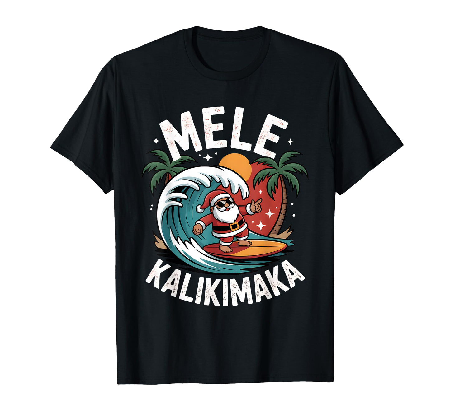 Mele Kalikimaka Shirt Hawaiian Christmas Surfing Santa Tee T-Shirt