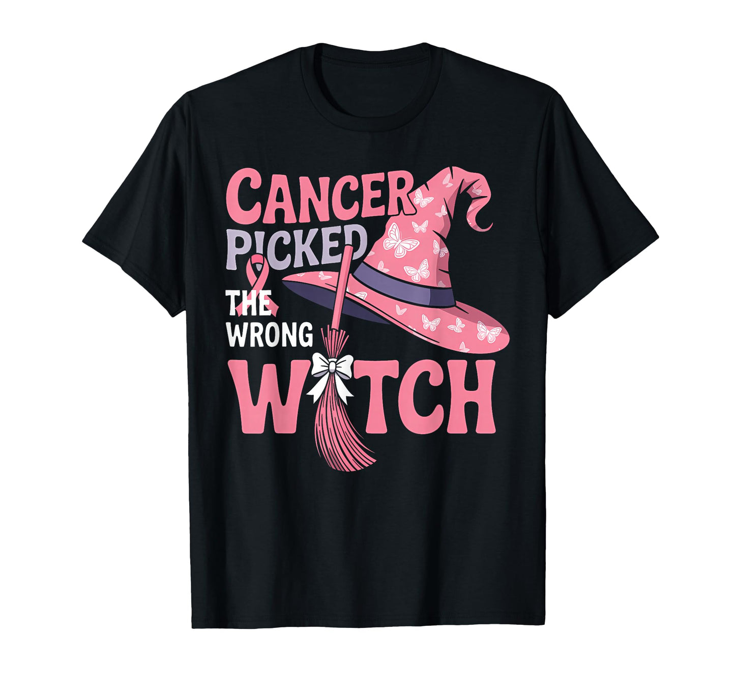 Cancer Picked The Wrong Witch Breast Cancer Halloween T-Shirt