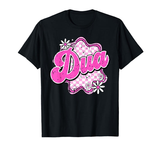 Dua Checkered Flower Groovy I Love Dua 80's Vintage T-Shirt