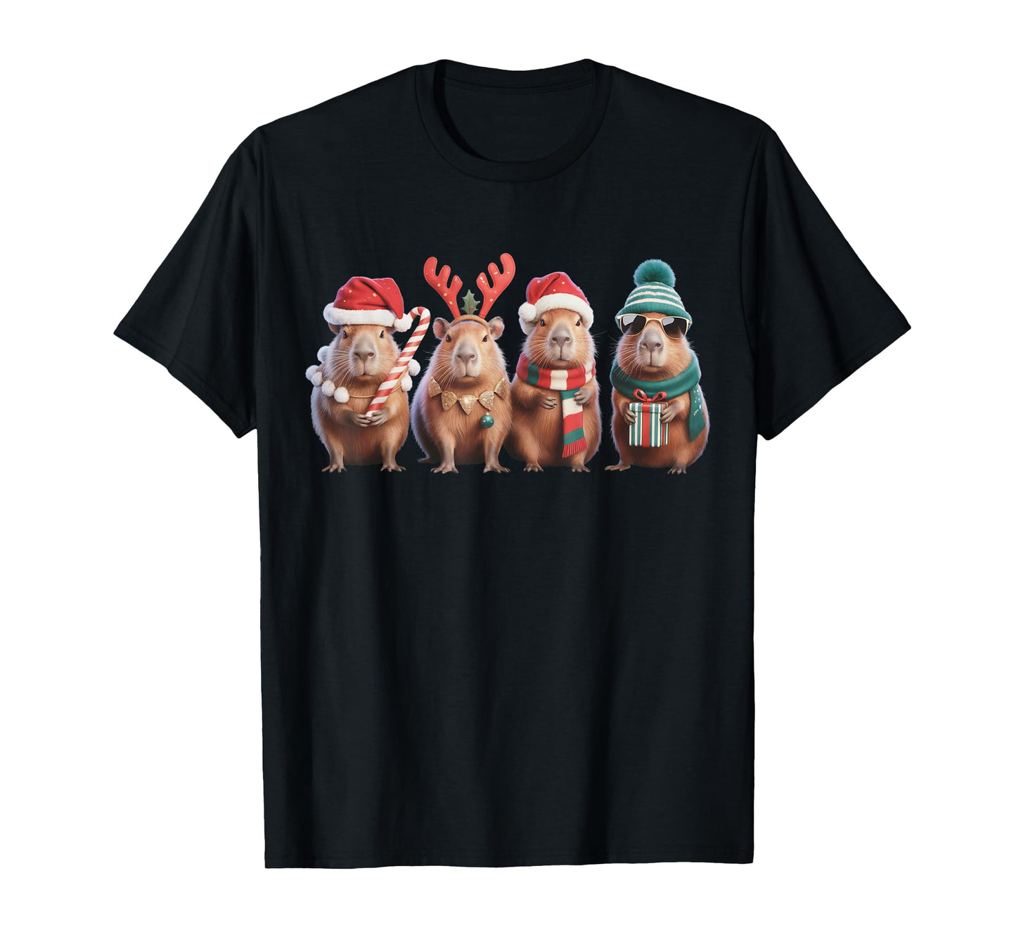 Christmas Lights Capybara Xmas Santa Capybara Men Women Kids T-Shirt