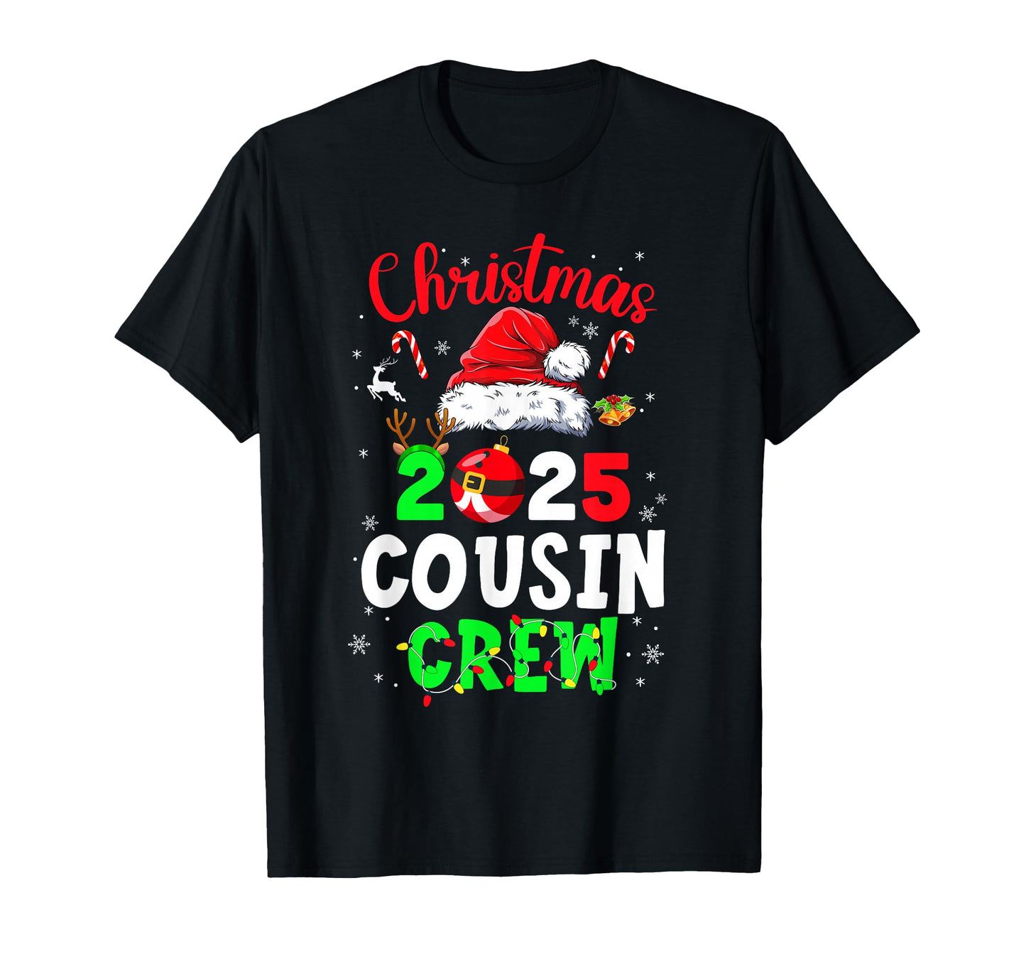 Christmas 2025 Cousin Crew Santa Hat for Men Women Kids T-Shirt