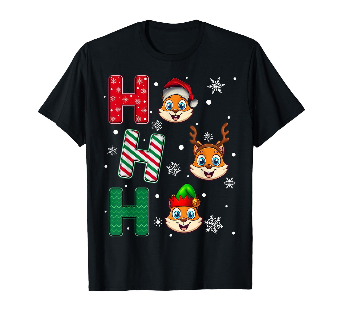 Ho Ho Ho Squirrel Animal Matching Santa Elf Xmas T-Shirt