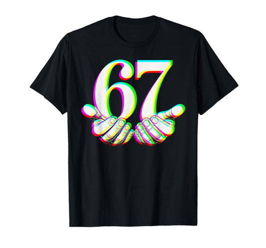 Funny 67 Hand Six Seven Meme Gen Alpha Slang Design T-Shirt
