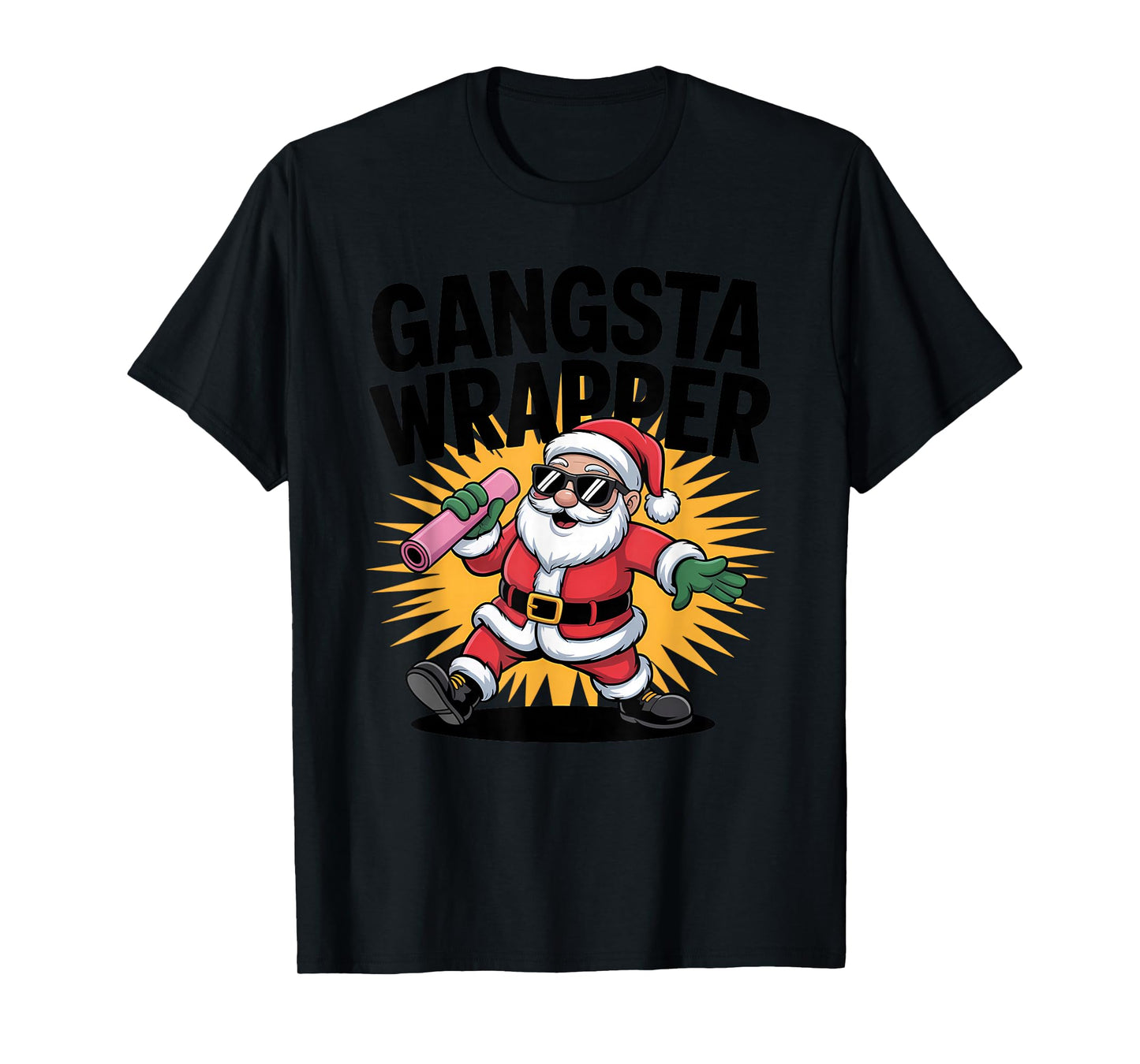 Gangsta Wrapper Funny Santa Christmas Holiday T-Shirt