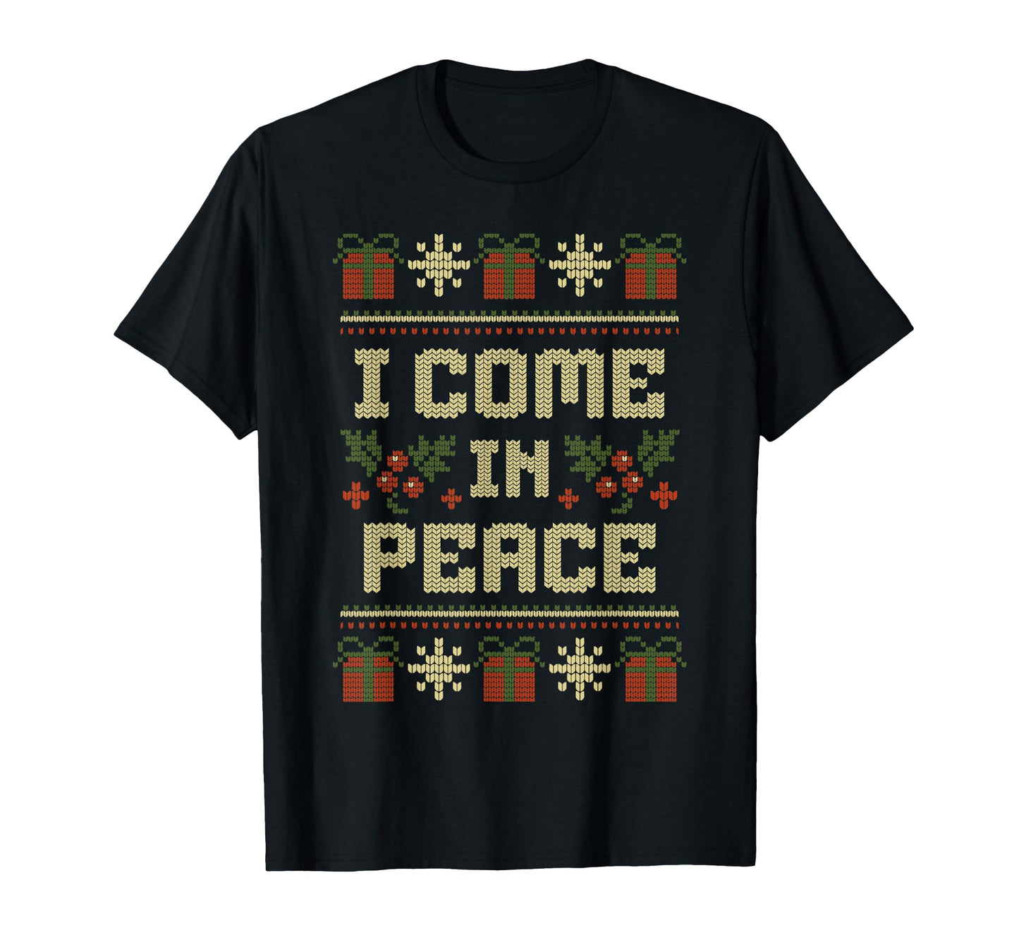Funny Peace I Come in Peace Matching Couple Ugly Christmas T-Shirt
