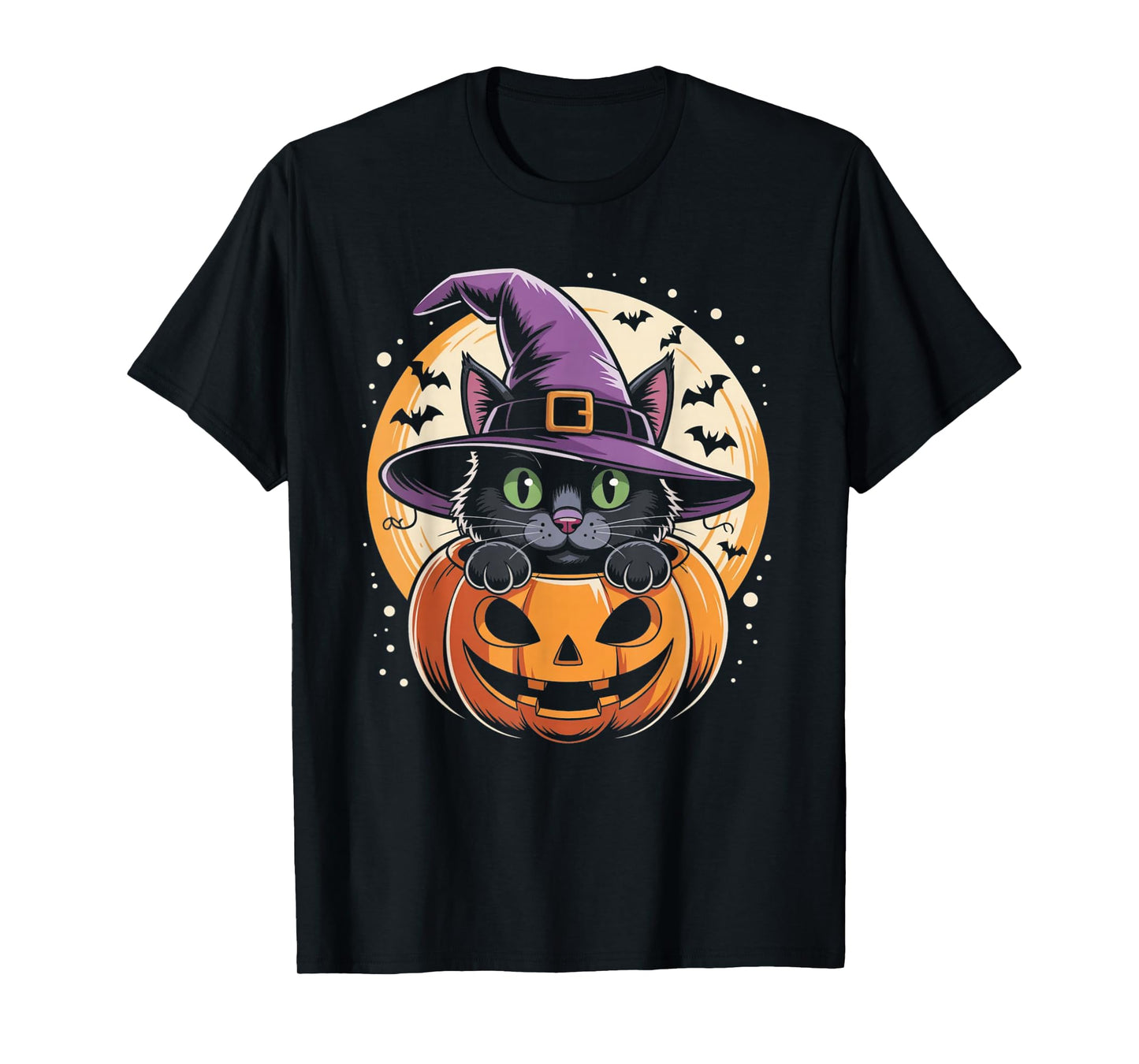 Cat Halloween Pumpkin Black Cat Scarry Spooky Gifts Kids T-Shirt