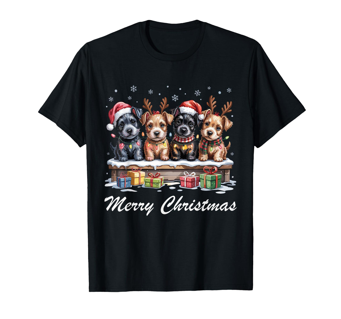 Scottish Terrier Merry Christmas Scottie Dog Lovers Holiday T-Shirt