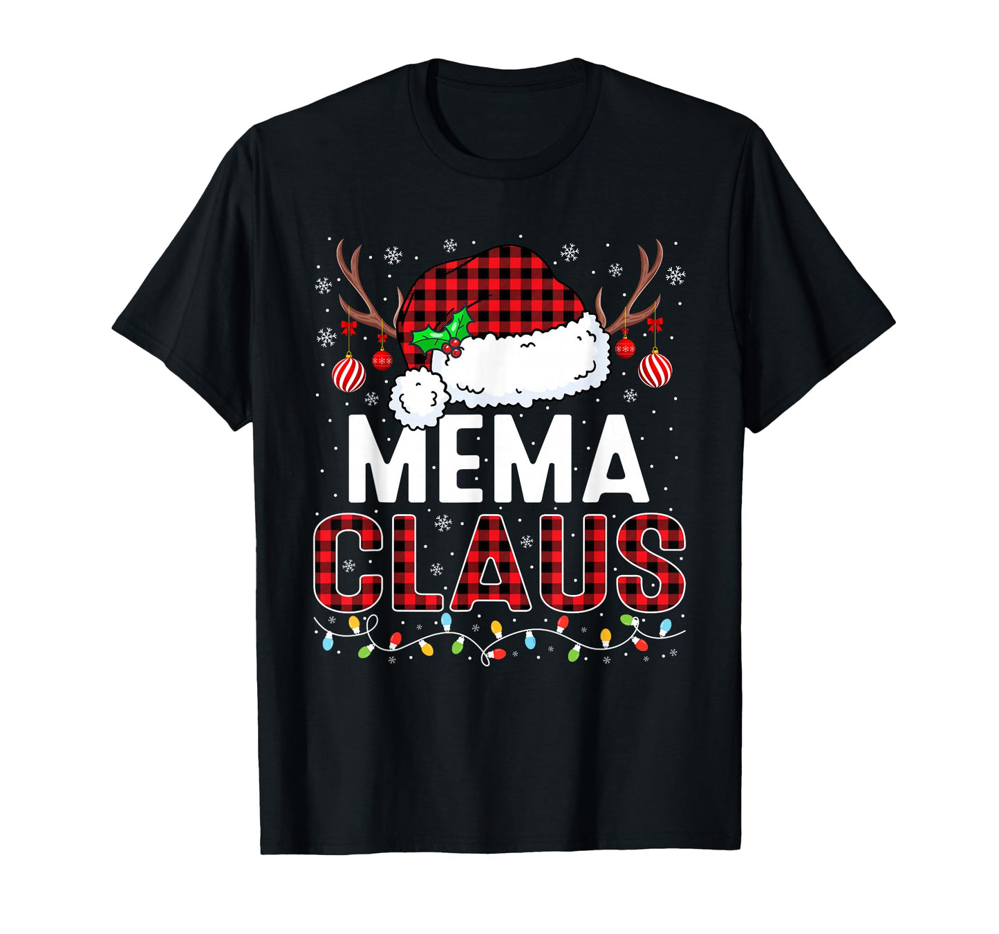 Christmas Lights Mema Claus Family Matching Xmas Pajama T-Shirt
