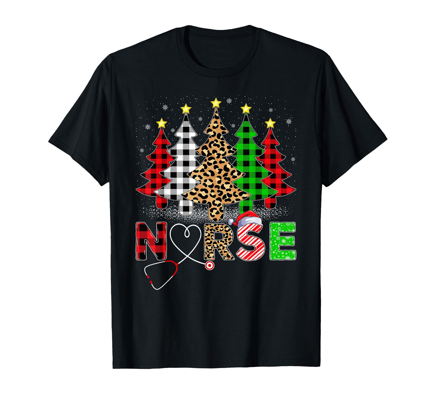 Nurse Christmas Pajamas Buffalo Plaid Xmas Tree Nursing T-Shirt