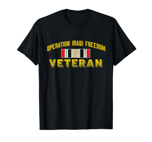 Iraq Operation Iraqi Freedom Veteran Day Gifts T-Shirt - Black - Men's Adults - Small - Short Sleeve - T-Shirt - Letter Print - Embroidery - Modern - Casual - Military - Veterans Day, Memorial Day