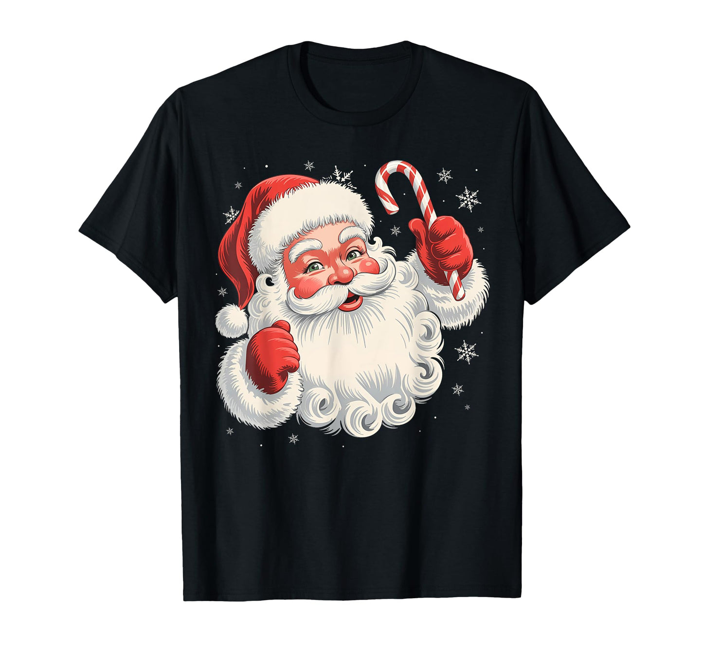 Vintage Santa Claus Merry Christmas Candy Cane Men Women Kid T-Shirt