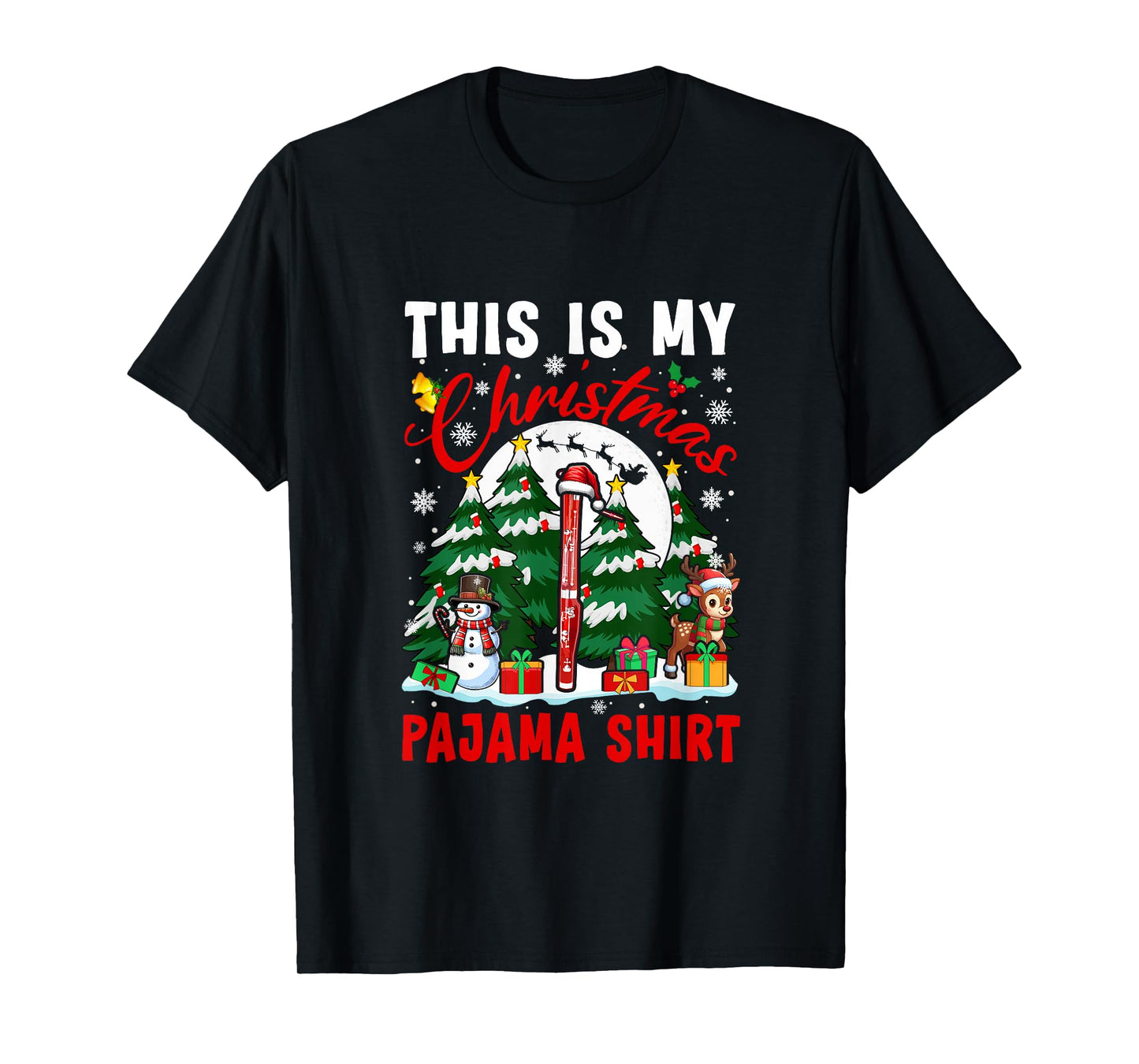 My Christmas Pajama Shirt Santa Bassoon Snowman Instrument T-Shirt