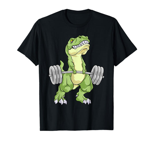 Dinosaur Gym Weightlifting T-Rex Fitness Workout Deadlift T-Shirt