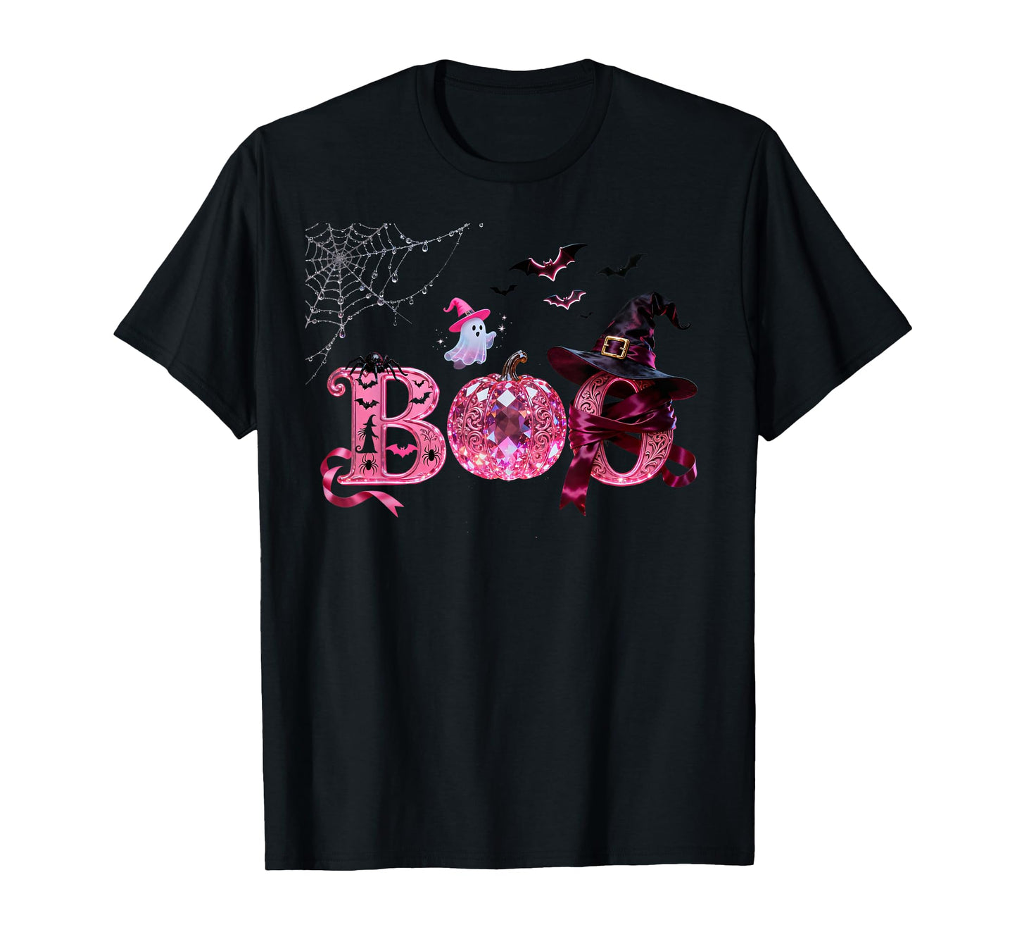 Boo Halloween Witch Breast Cancer Warriors T-Shirt