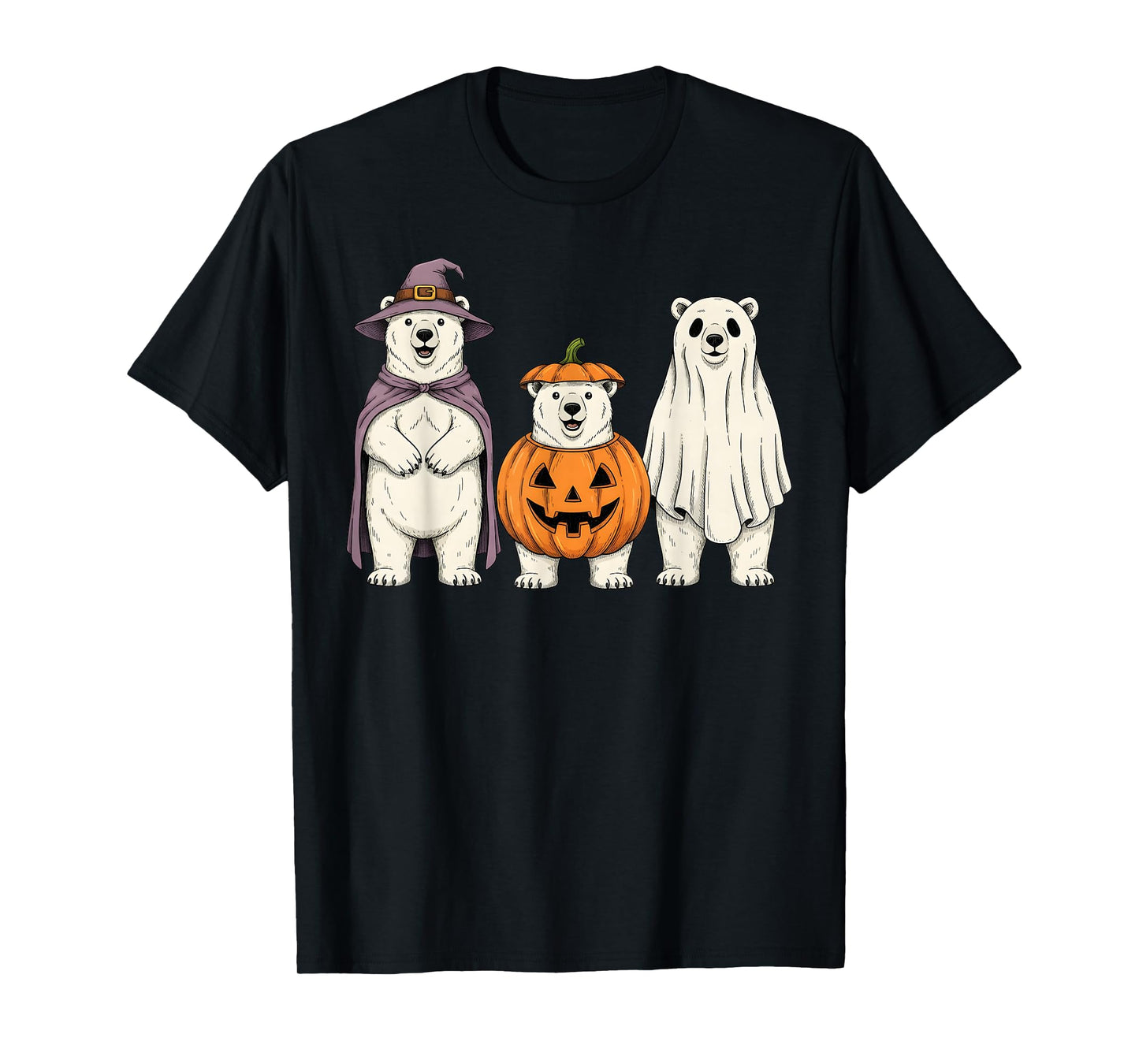 Spooky Ghost Polar Bear Lover Pumpkin Halloween T-Shirt