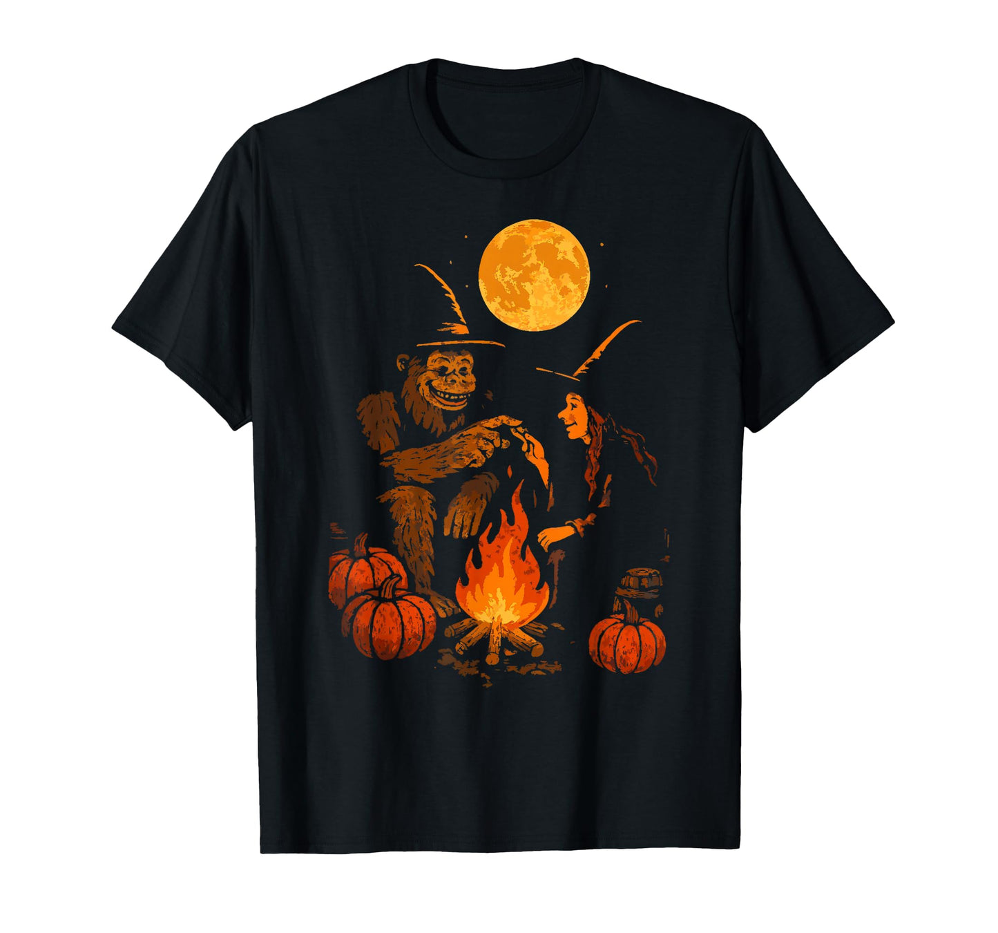Funny Bigfoot Witch Campfire Sasquatch Halloween Costume T-Shirt
