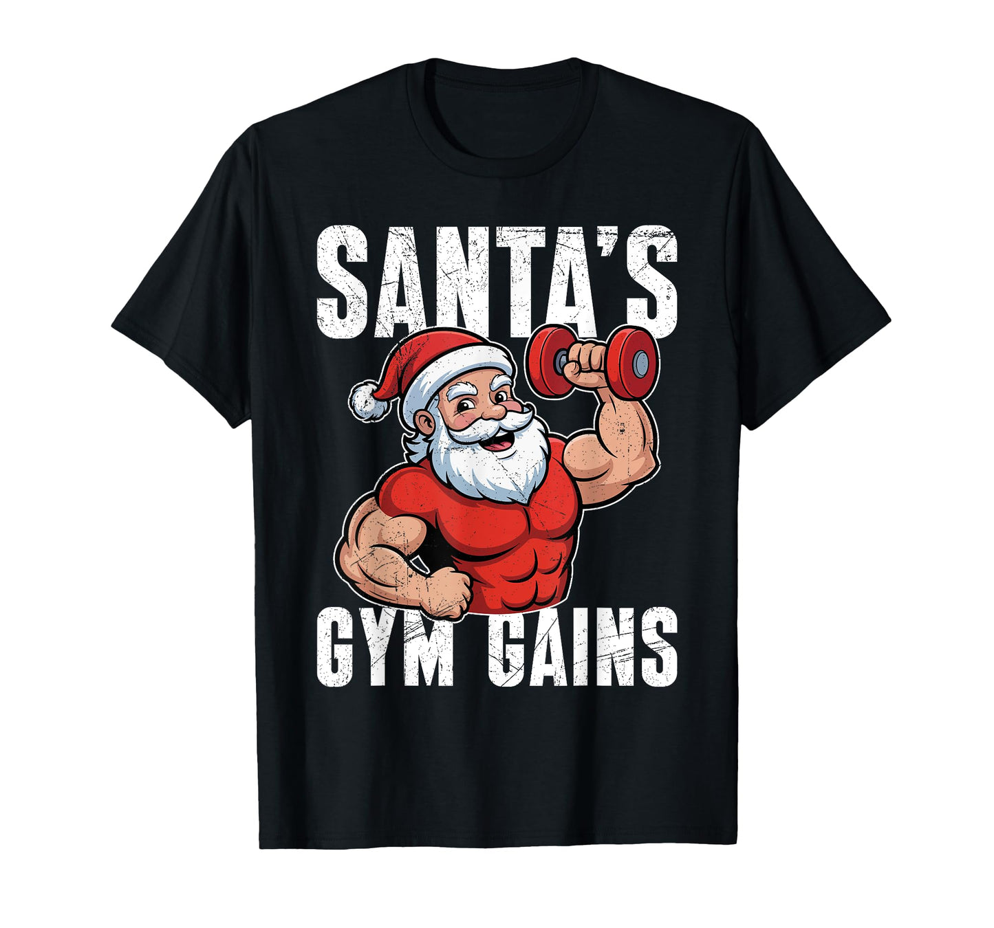 Santa Claus Santa's Gym Gains Funny Weight Training T-Shirt