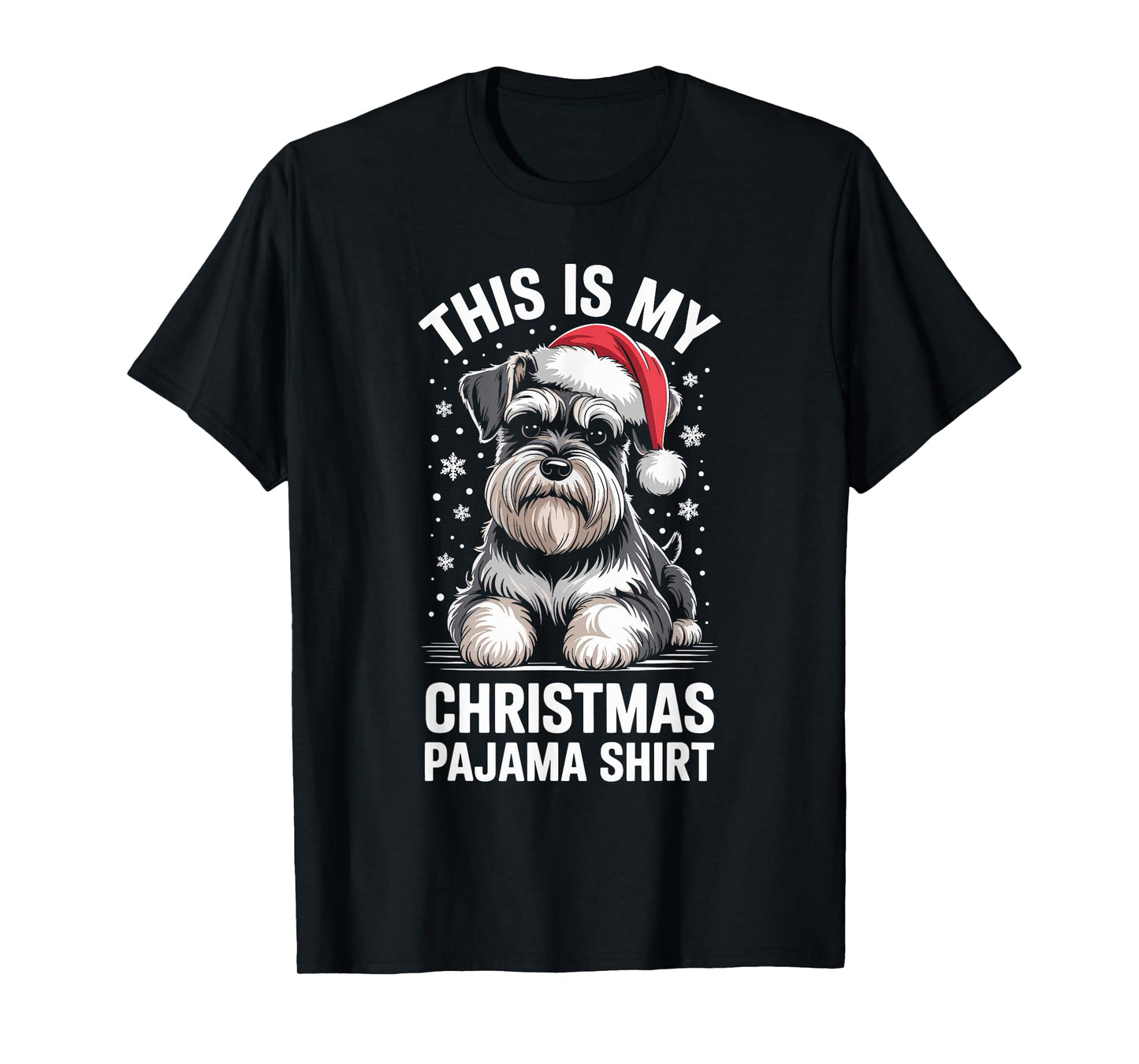 Funny Schnauzer Christmas Santa Hat Dog Lover Xmas T-Shirt