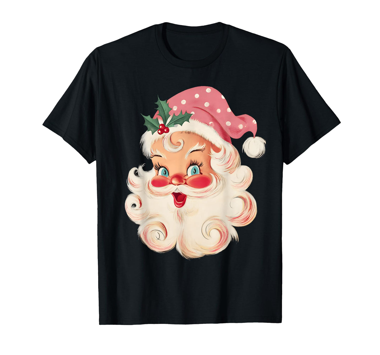 Vintage Retro Pink Santa Claus Christmas Xmas Men Women Kid T-Shirt
