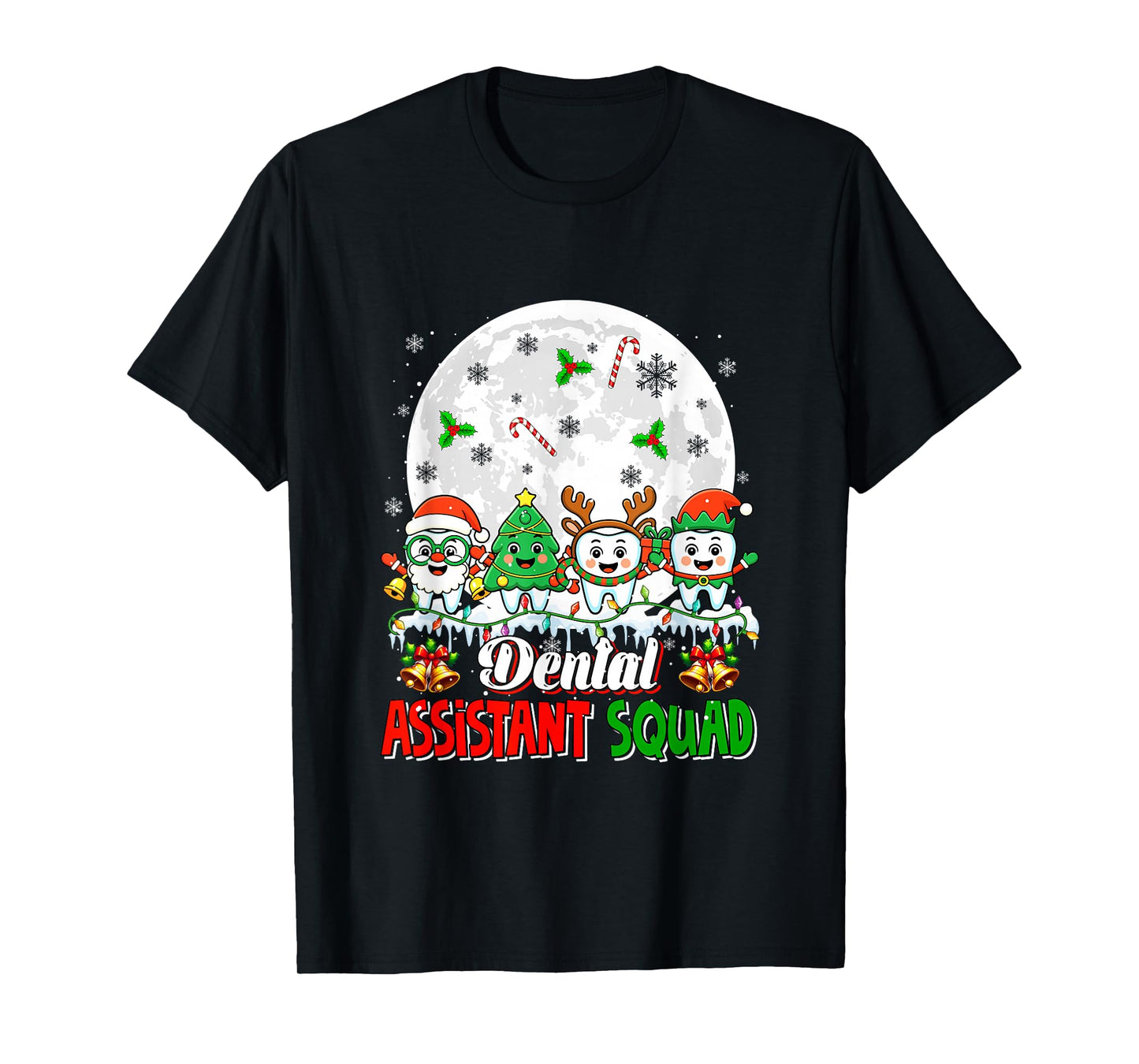 Dental Assistant Squad Santa Xmas Tree Teeth Dentist T-Shirt