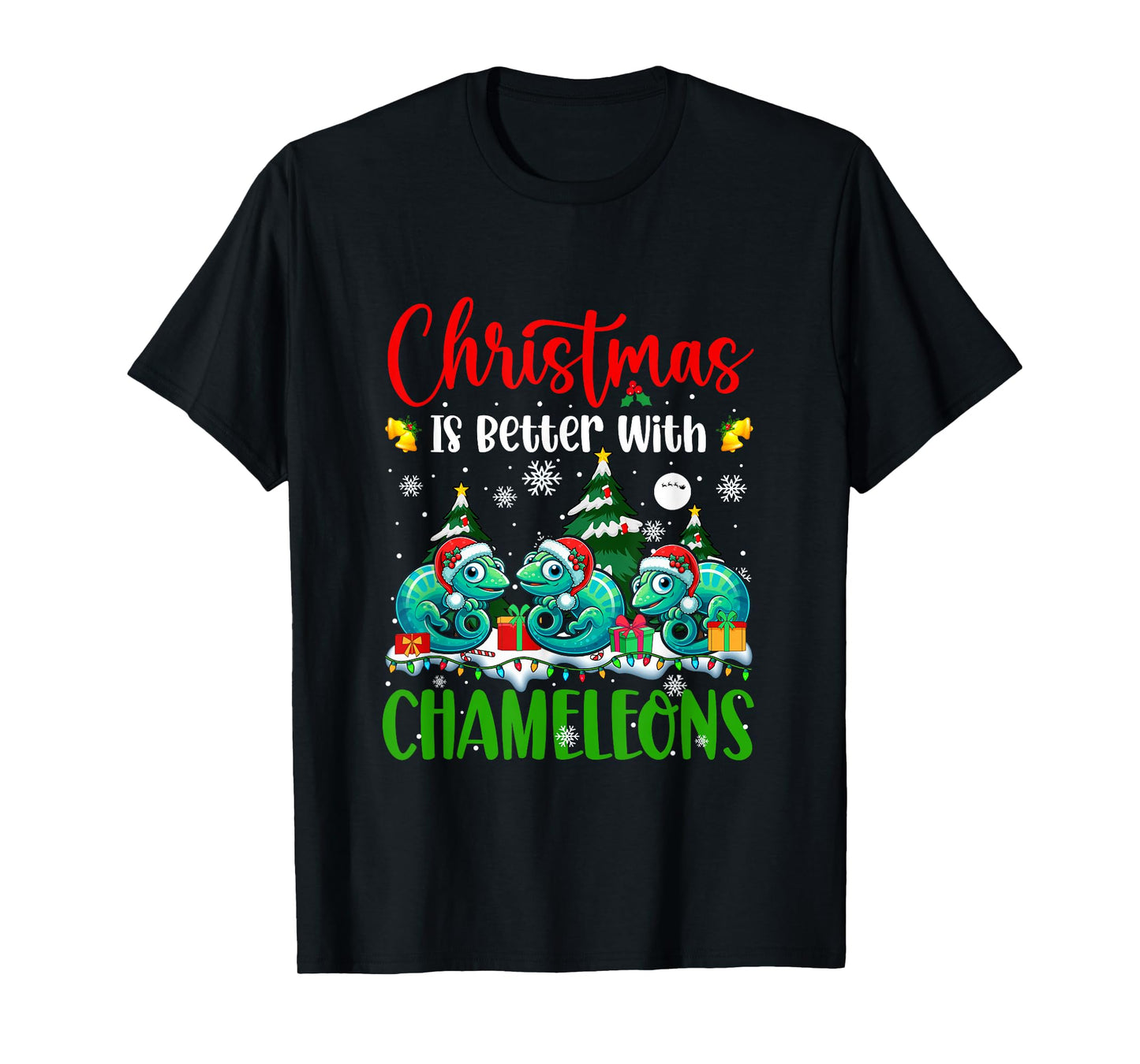 Xmas is Better Funny Joke Chameleons Lover Christmas Tree T-Shirt