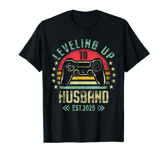 Engagement Tee for Gamer Groom Leveling Up To Husband 2025 T-Shirt