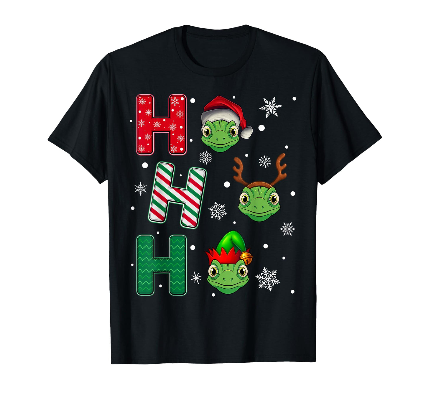 Ho Ho Ho Iguana Animal Matching Santa Elf Xmas T-Shirt