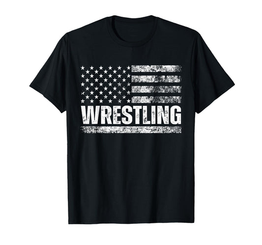 US Flag Wrestling American Flag Wrestling Wrestle Vintage T-Shirt