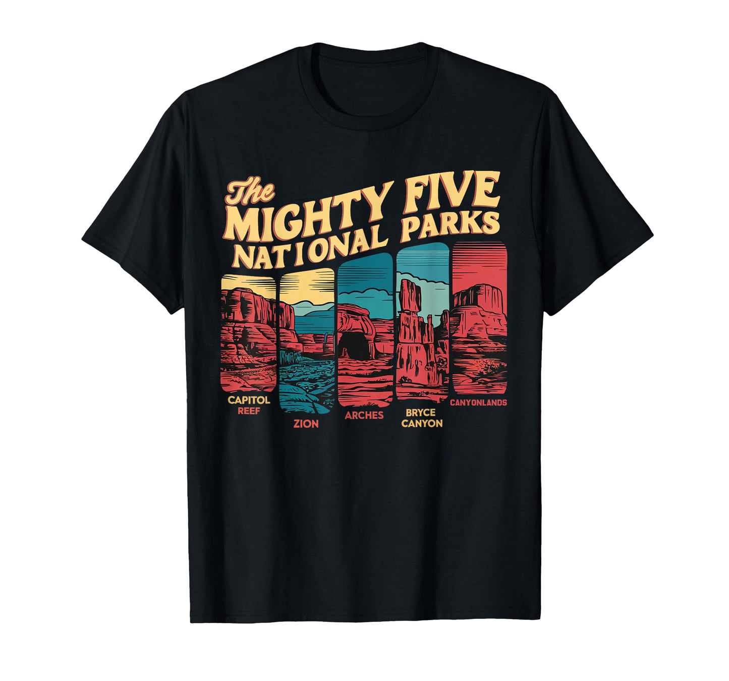 Mighty Five Big 5 National Parks Hiking Camping Vintage Utah T-Shirt