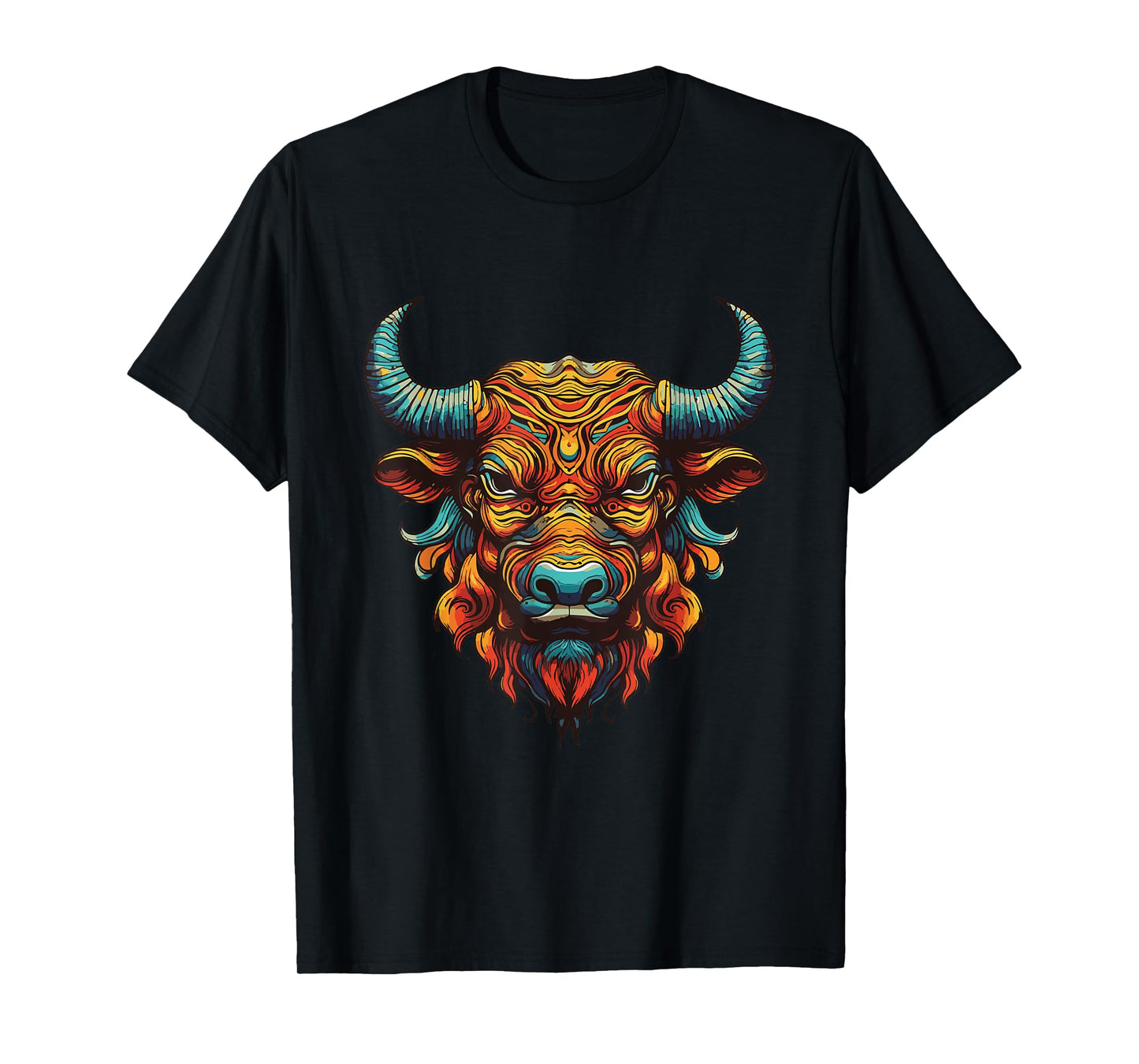 Bull Portrait Taurus | Animal Colorful Gym T-Shirt