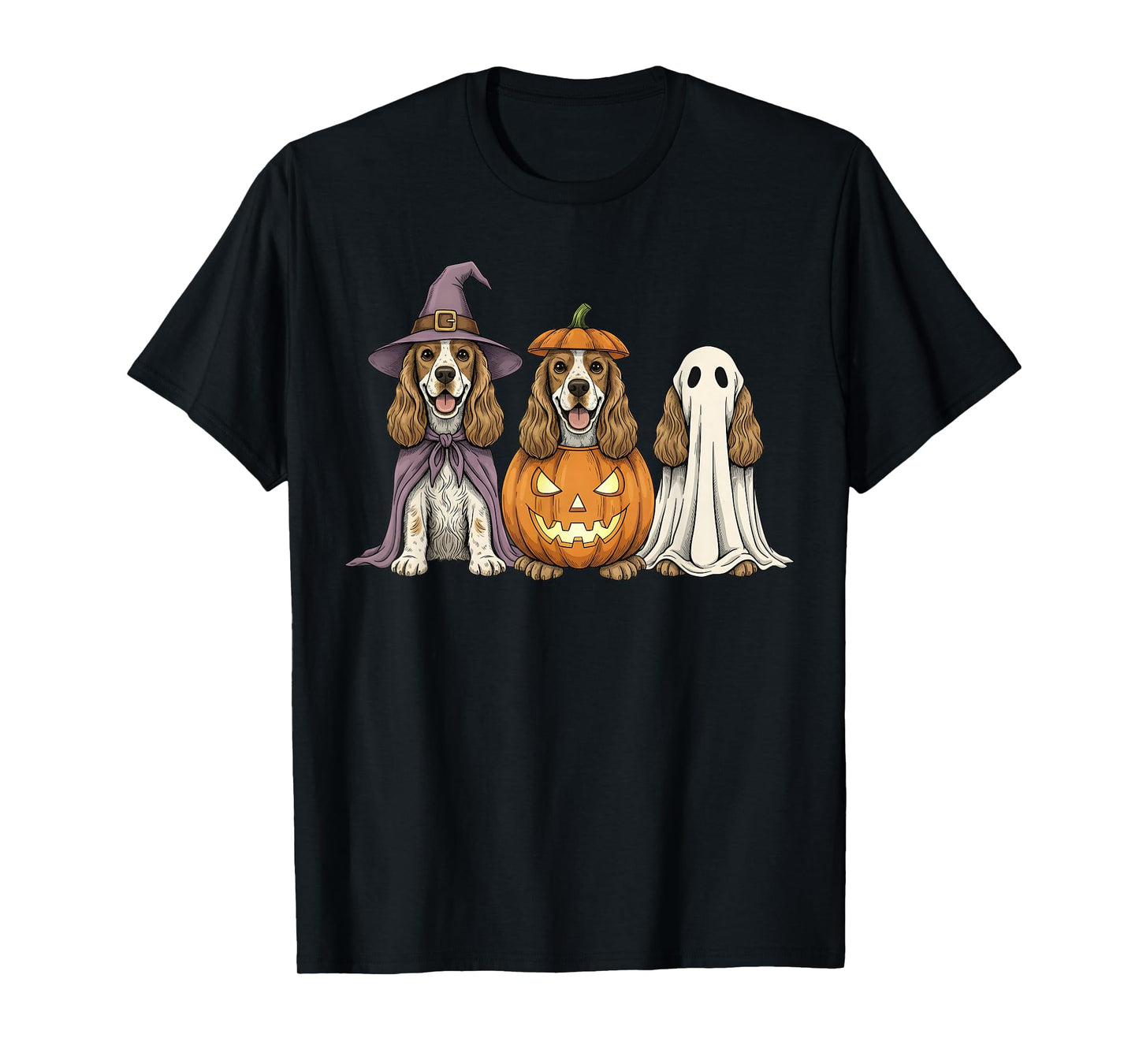 Spooky Ghost American Cocker Spaniel Pumpkin Halloween T-Shirt