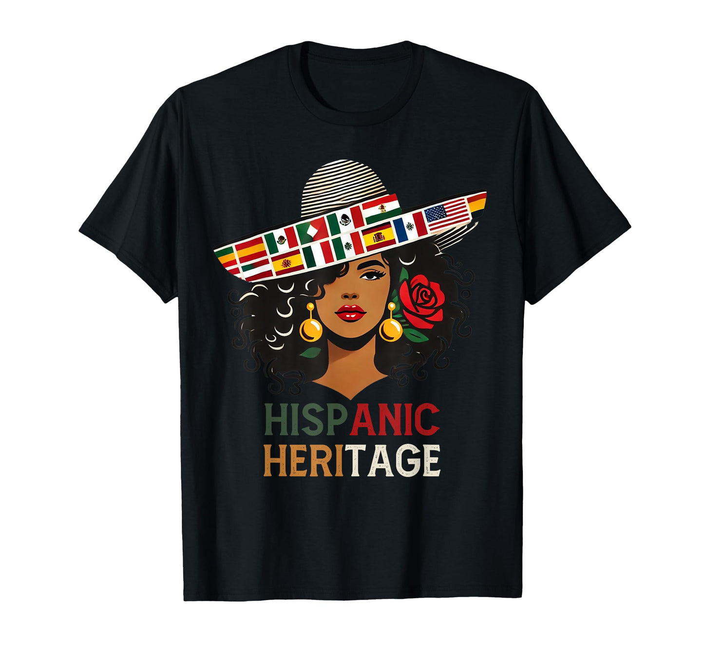 Hispanic Heritage Month Women's Latino Countries Flags Hat T-Shirt