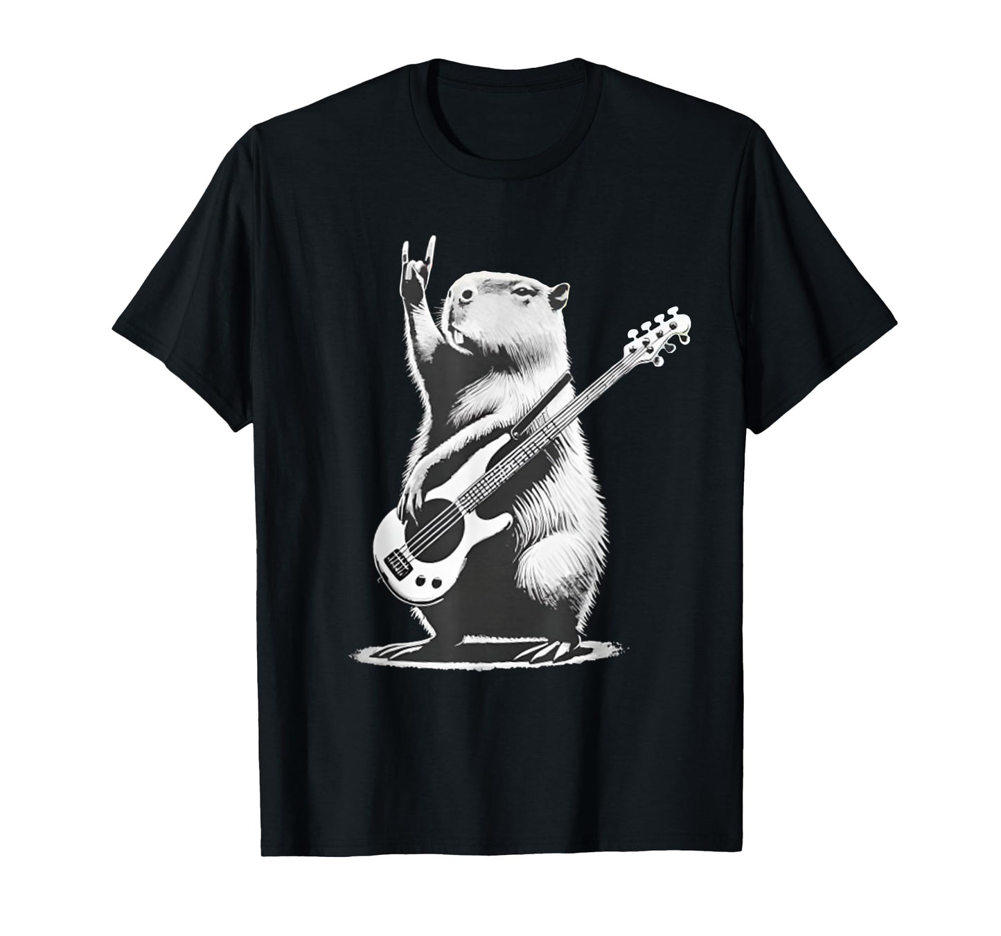 Vintage Capybara Playing Guitar Retro Capybara Rock Music T-Shirt