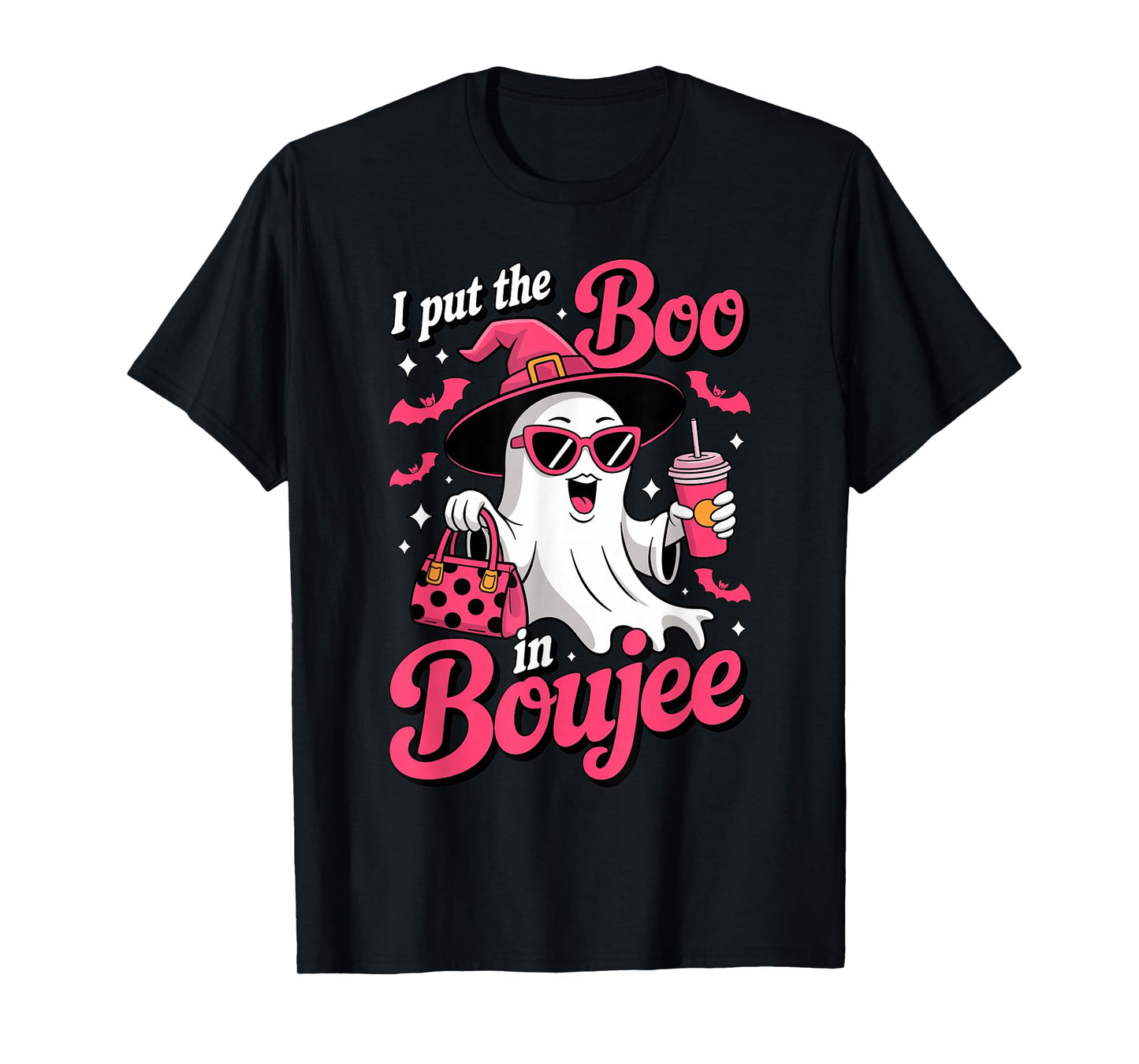 Pink Ghost Boujee Sarcastic Halloween Party Witch Costume T-Shirt