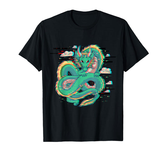 Grunge Dragon Glitch Dragon Aesthetic Style Japan Vaporwave T-Shirt