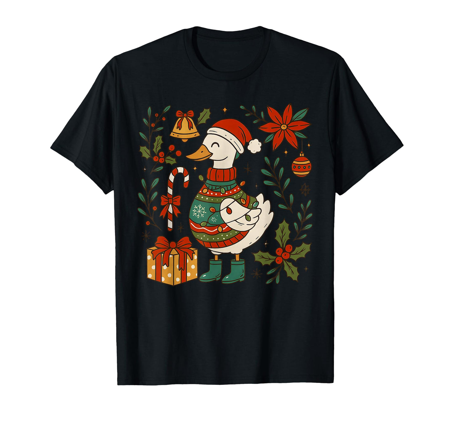 Christmas Goose, Merry Goosemas, Santa Duck Merry Christmas T-Shirt