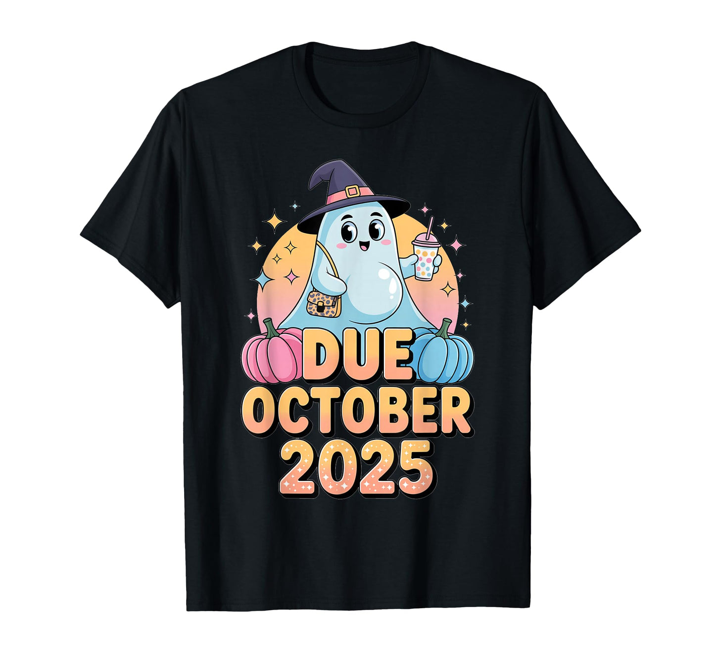 Halloween Pregnant Due October 2025 Mama Ghost Baby Mom T-Shirt