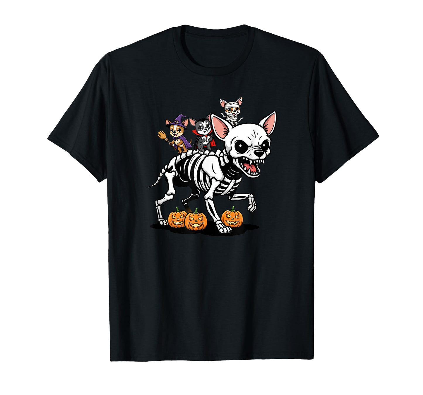 Chihuahua Skeleton Mummy Witch Halloween Kids Mens Womens T-Shirt