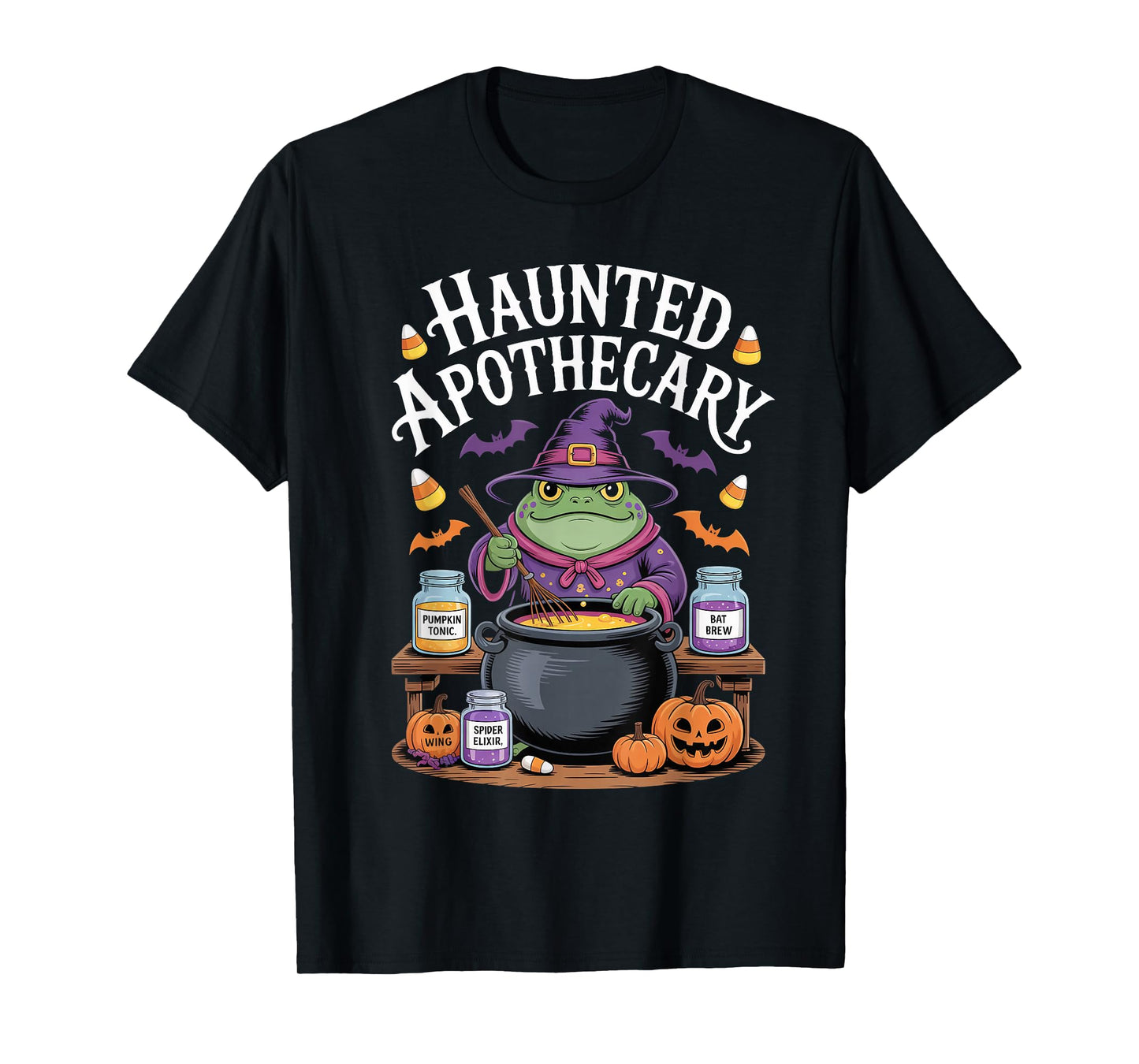 Haunted Apothecary Frog Witch Brew Halloween Spooky T-Shirt
