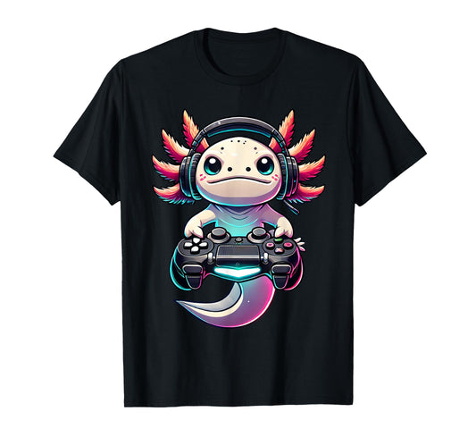 Funny Axolotl Retro Gamer Video Games Boys Girls Kids T-Shirt