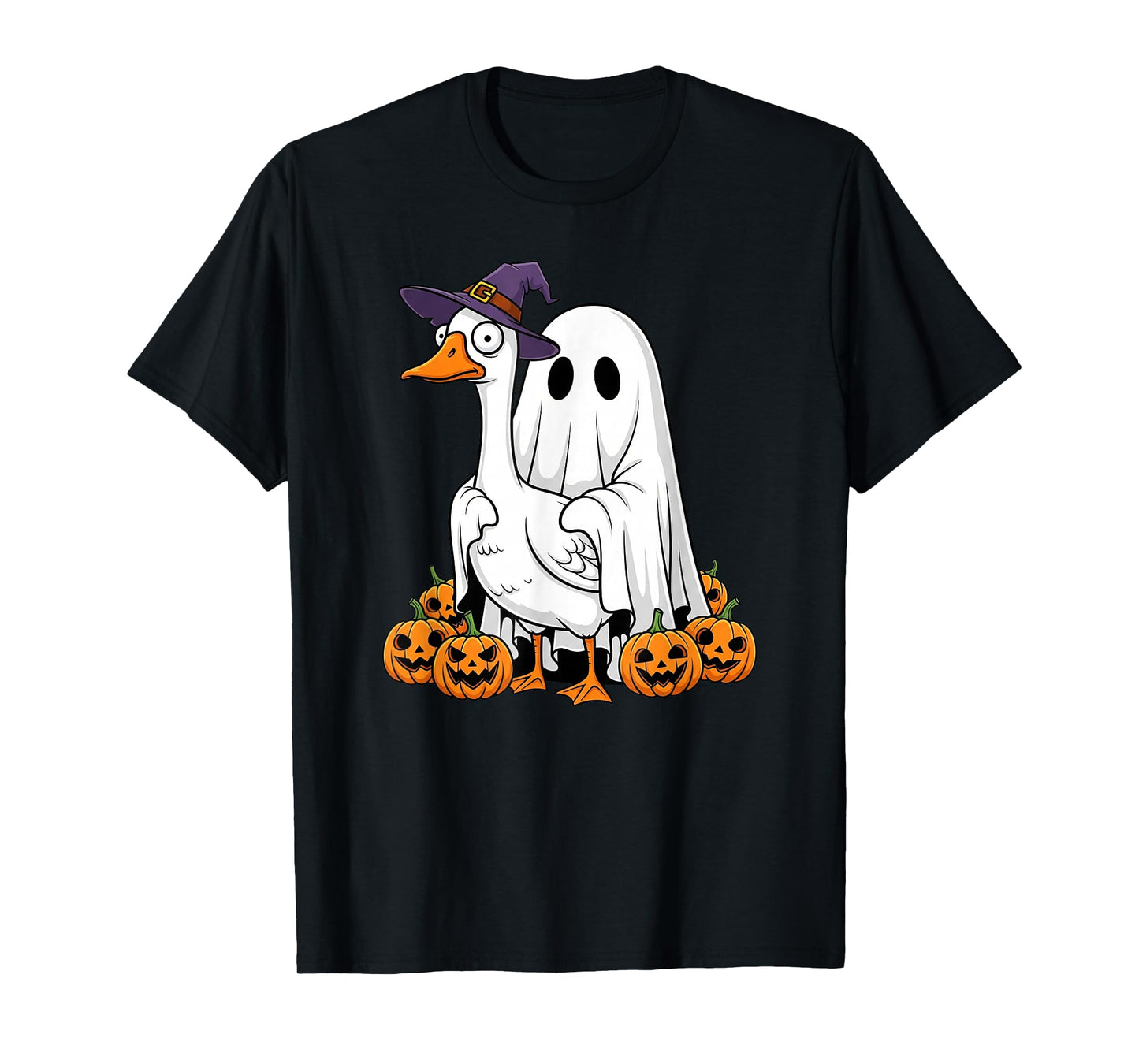 Funny Ghost Goose Pumpkin Halloween Kids Mens Womens T-Shirt