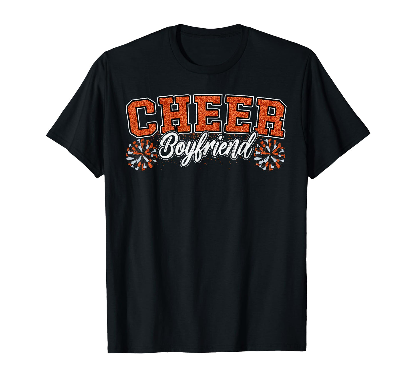 Loud Proud Cheer Boyfriend Pom Poms Orange Cheerleader Women T-Shirt