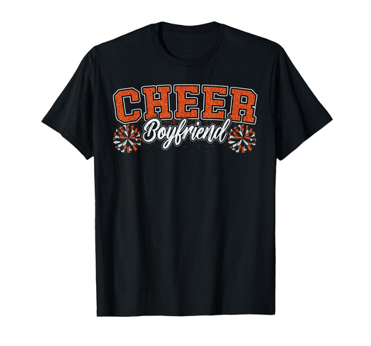 Loud Proud Cheer Boyfriend Pom Poms Orange Cheerleader Women T-Shirt