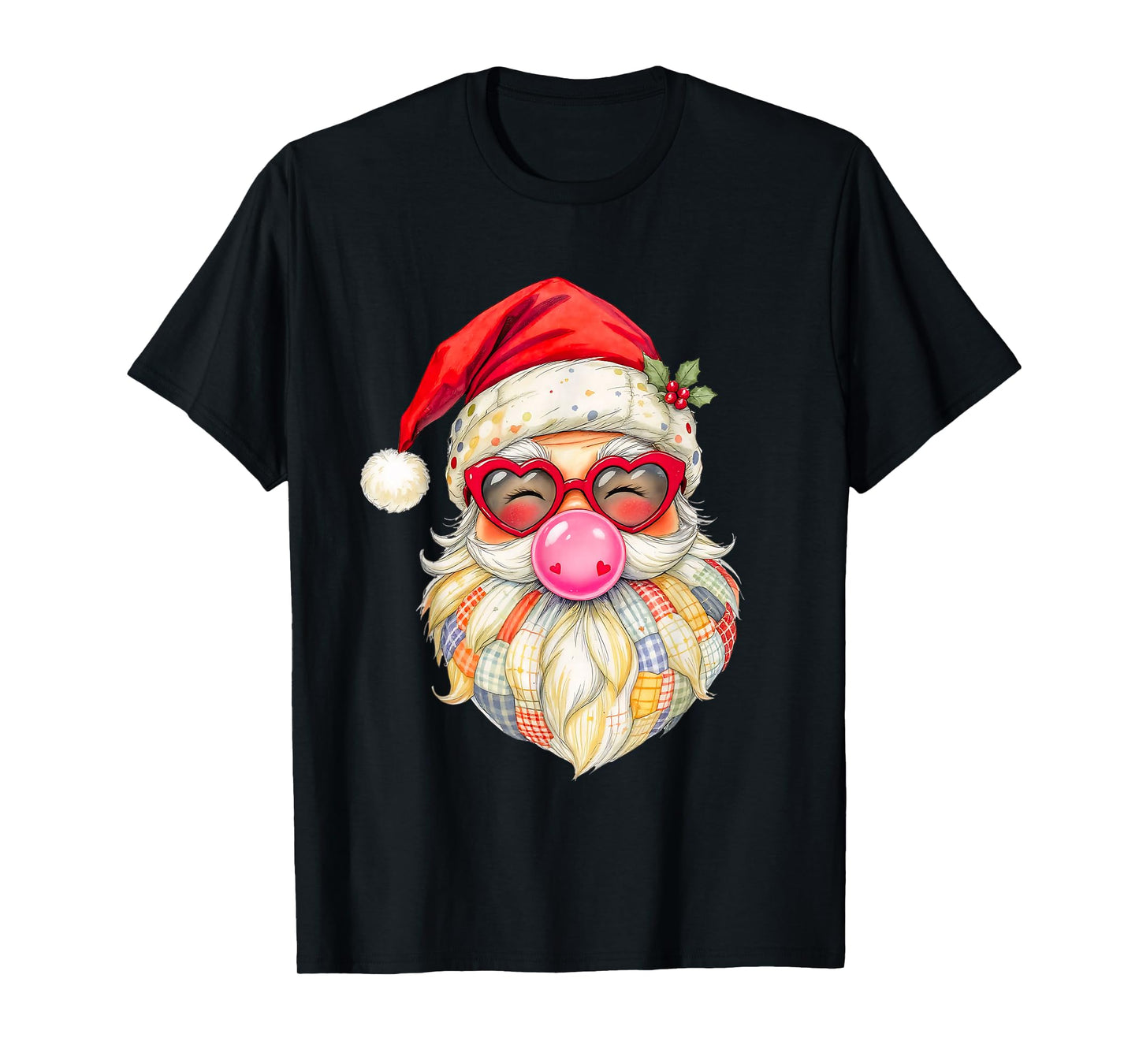 Patchwork Santa Claus Face Vintage Christmas Men Women Kids T-Shirt