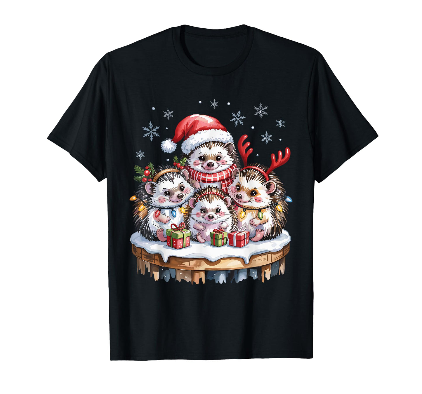 Hedgehog Christmas Cute Pet Lovers Funny Holiday Pajamas T-Shirt